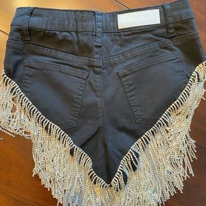 Akira Black Rhinestone Fringe Shorts